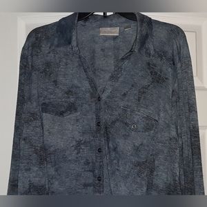 Avenue long sleeved button down blouse Blue wash print 18/20W